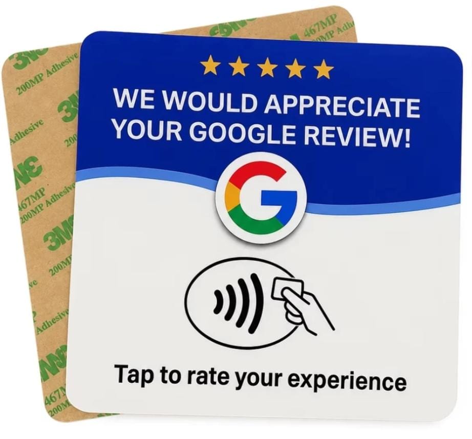 ReviewMe NFC Google review card: tap to rate your experience